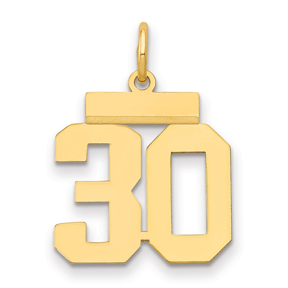14k Small Polished Number 30 Charm, 1.15 g