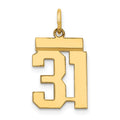 14k Small Polished Number 31 Charm, 0.57 g