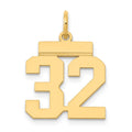 14k Small Polished Number 32 Charm, 1.06 g