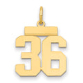 14k Small Polished Number 36 Charm, 0.71 g