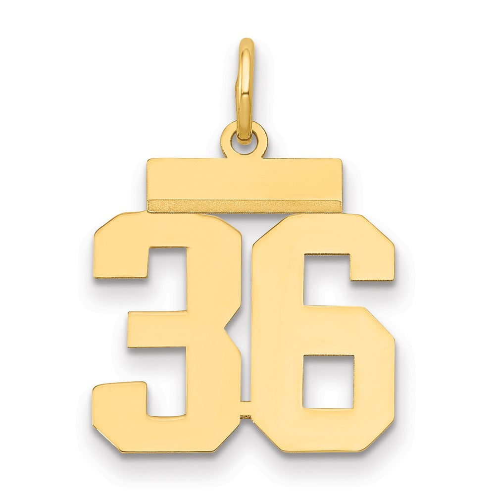 14k Small Polished Number 36 Charm, 0.71 g