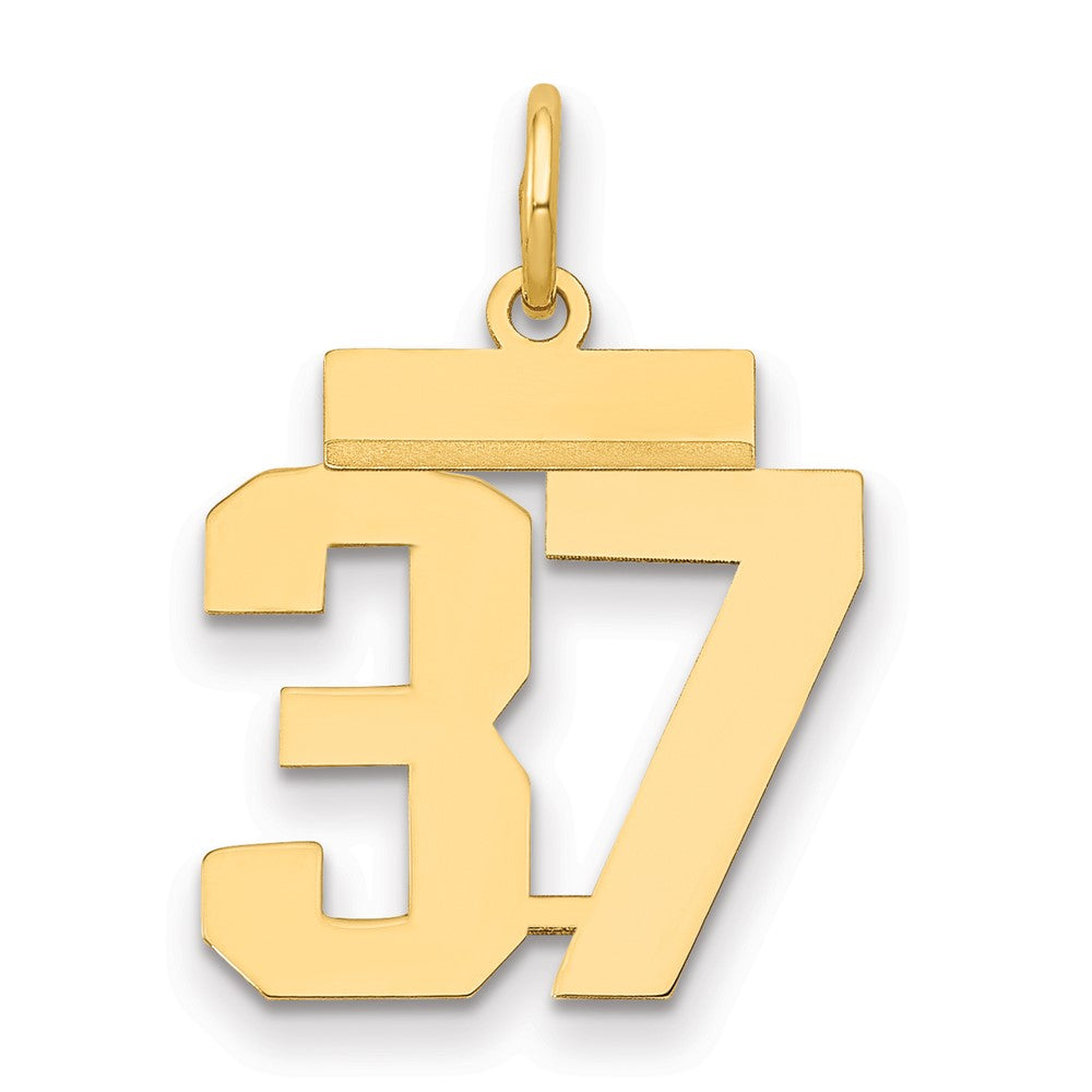 14k Small Polished Number 37 Charm, 1.02 g