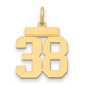 14k Small Polished Number 38 Charm, 1.18 g