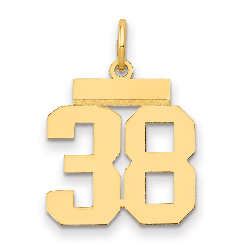 14k Small Polished Number 38 Charm, 1.18 g