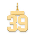 14k Small Polished Number 39 Charm, 1.17 g