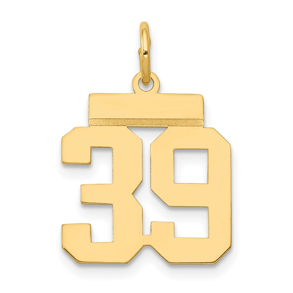 14k Small Polished Number 39 Charm, 1.17 g