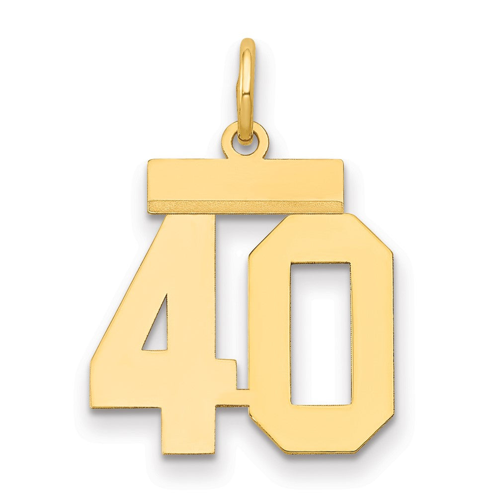14k Small Polished Number 40 Charm, 0.64 g