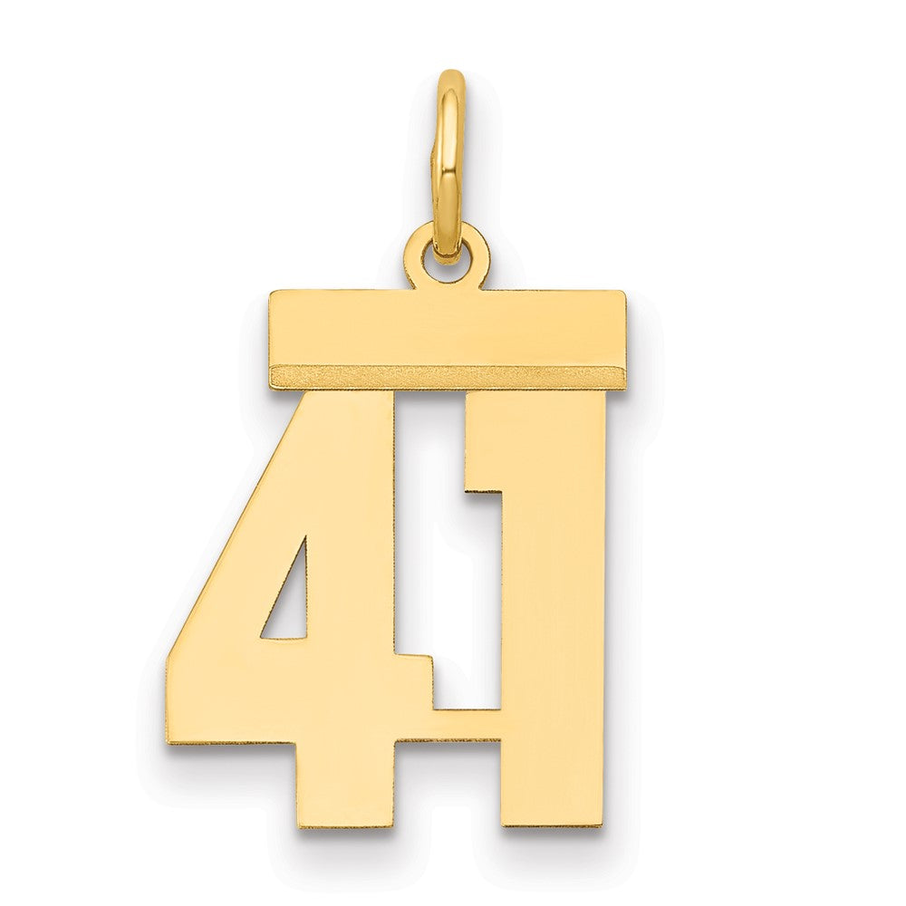 14k Small Polished Number 41 Charm, 1.02 g