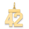 14k Small Polished Number 42 Charm, 0.61 g
