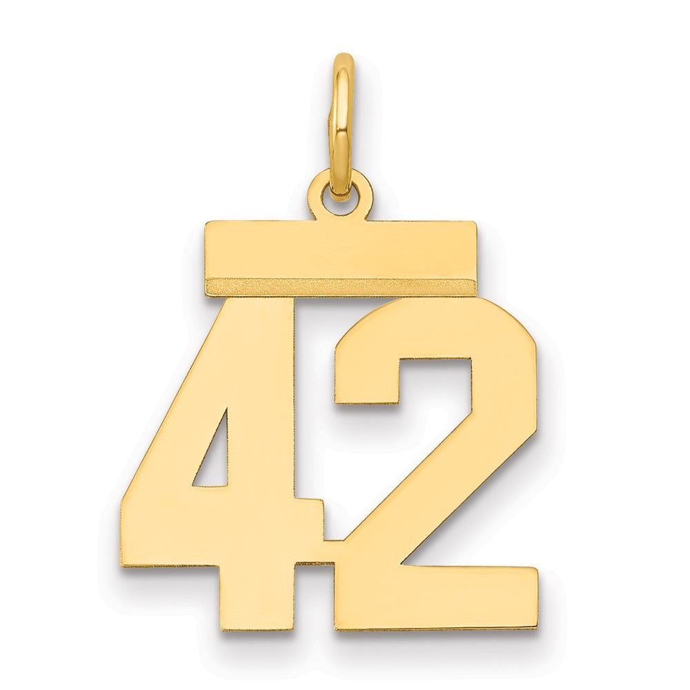 14k Small Polished Number 42 Charm, 0.61 g