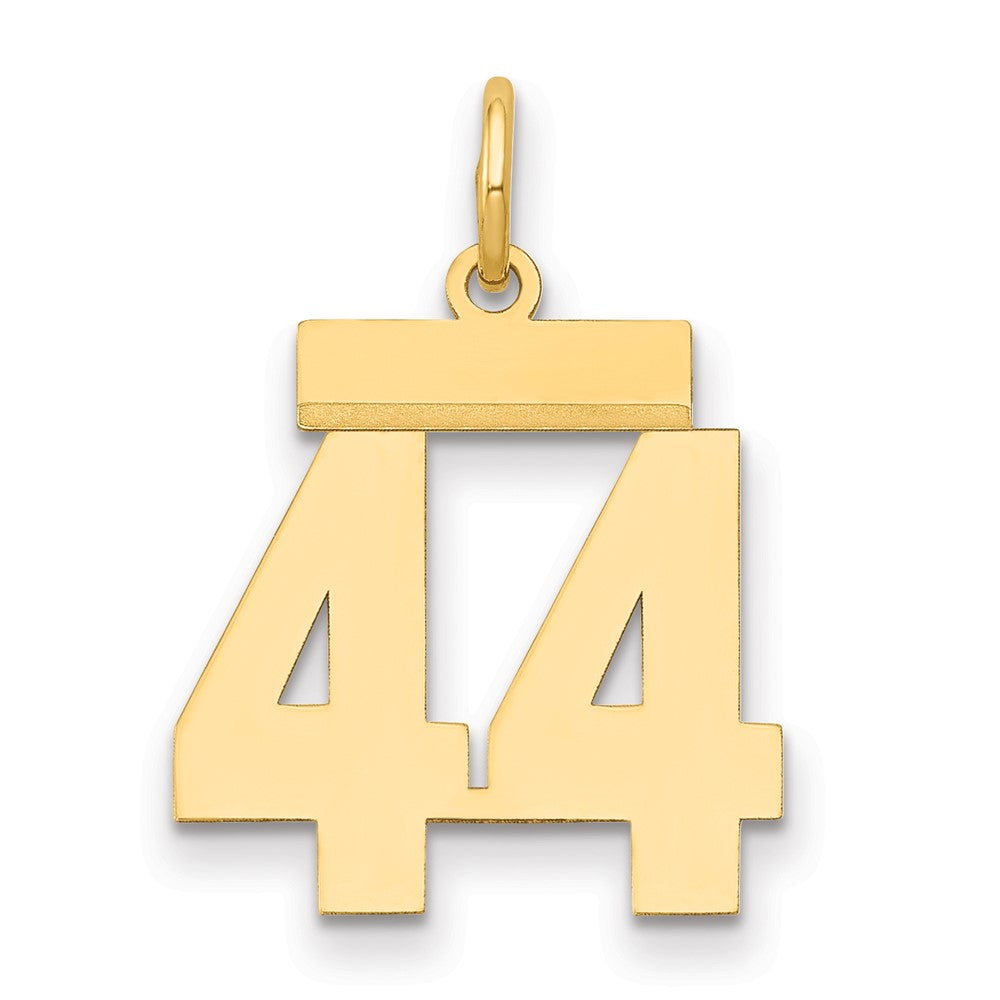 14k Small Polished Number 44 Charm, 0.63 g