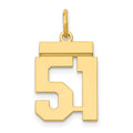 14k Small Polished Number 51 Charm, 1.06 g