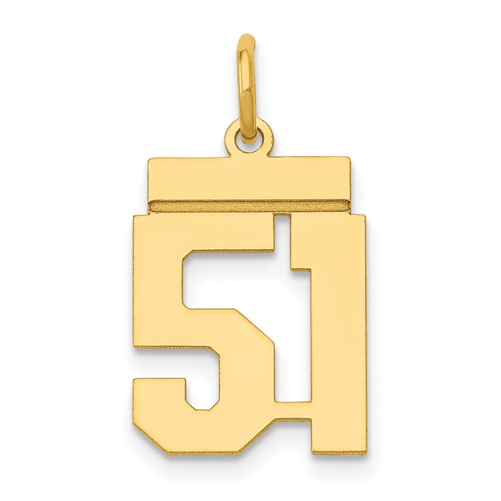 14k Small Polished Number 51 Charm, 1.06 g