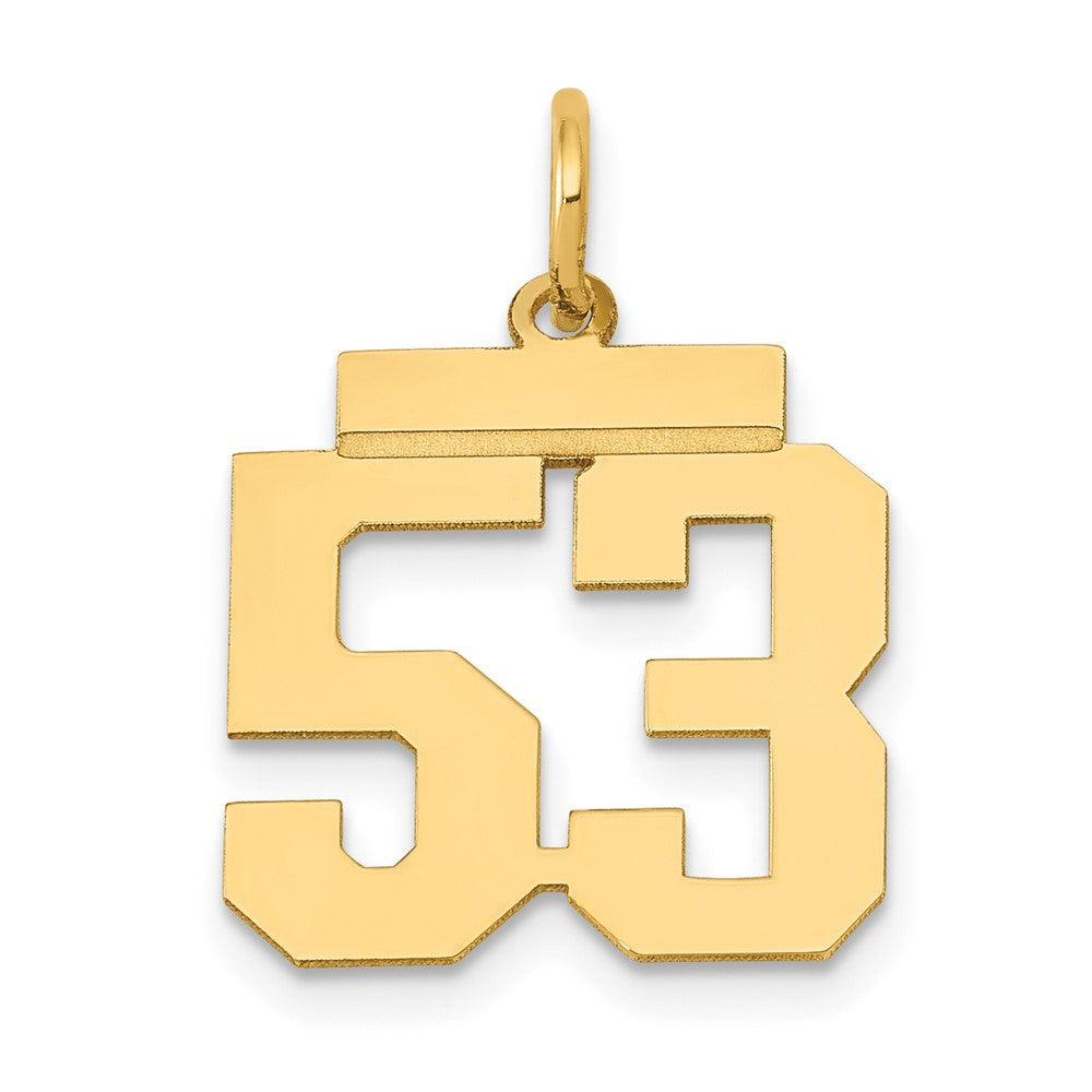 14k Small Polished Number 53 Charm, 0.66 g