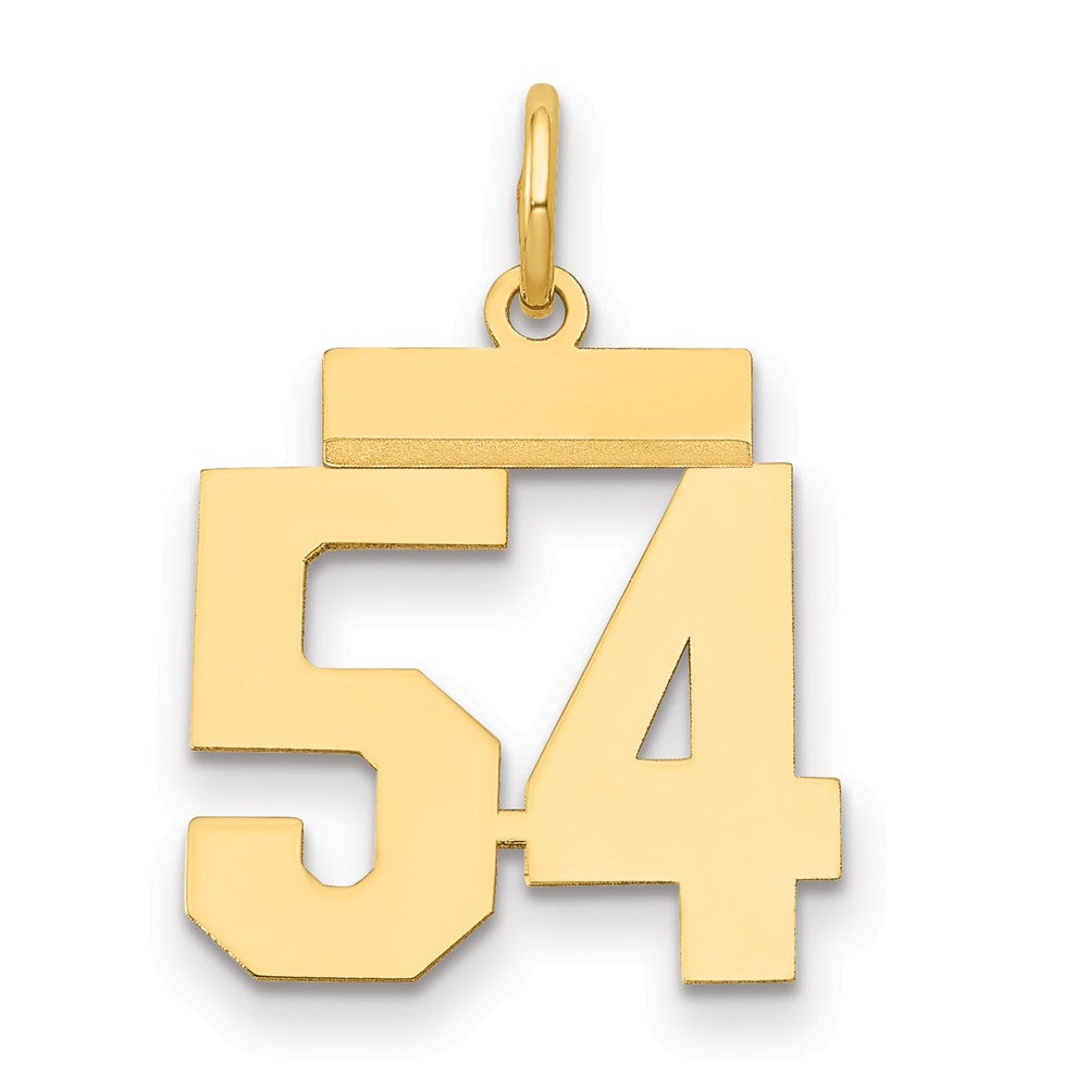 14k Small Polished Number 54 Charm, 0.67 g