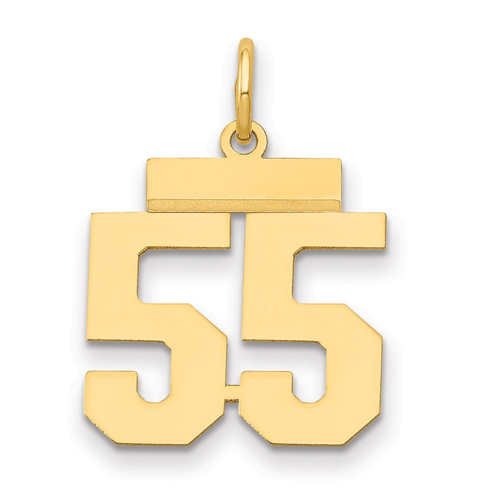 14k Small Polished Number 55 Charm, 0.68 g