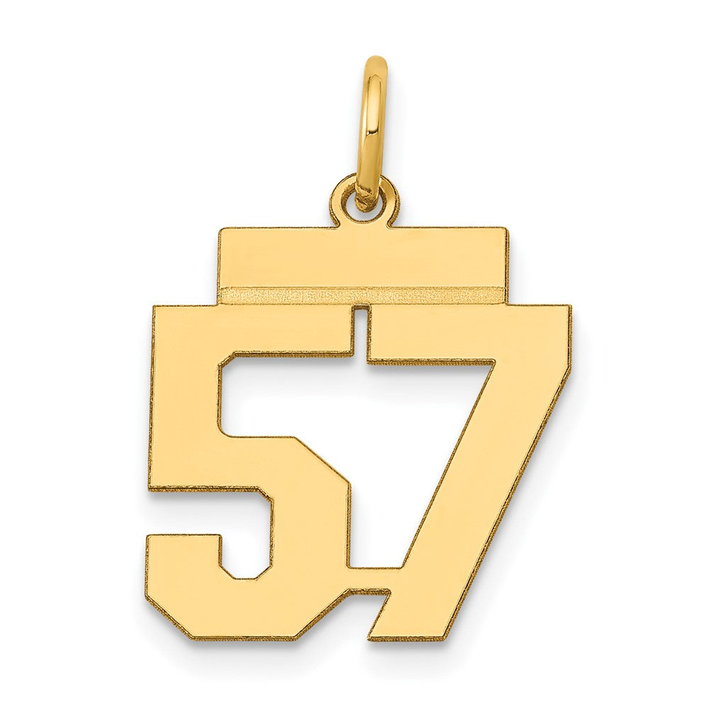 14k Small Polished Number 57 Charm, 0.6 g