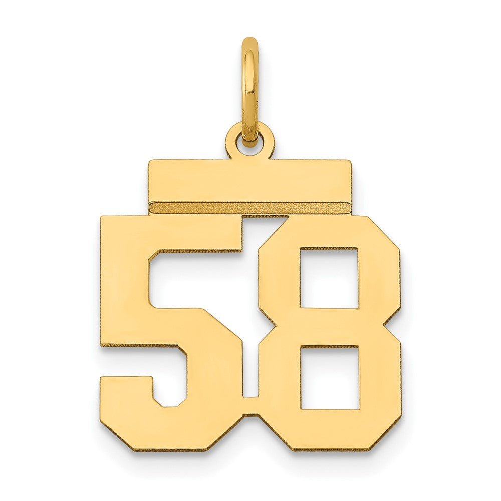 14k Small Polished Number 58 Charm, 1.25 g