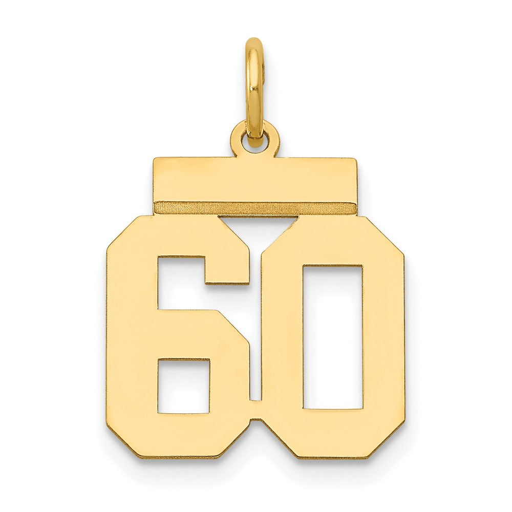 14k Small Polished Number 60 Charm, 0.7 g