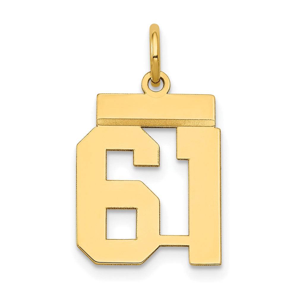 14k Small Polished Number 61 Charm, 1.06 g