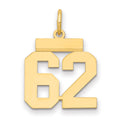 14k Small Polished Number 62 Charm, 1.19 g