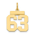 14k Small Polished Number 63 Charm, 1.19 g