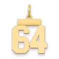 14k Small Polished Number 64 Charm, 0.68 g