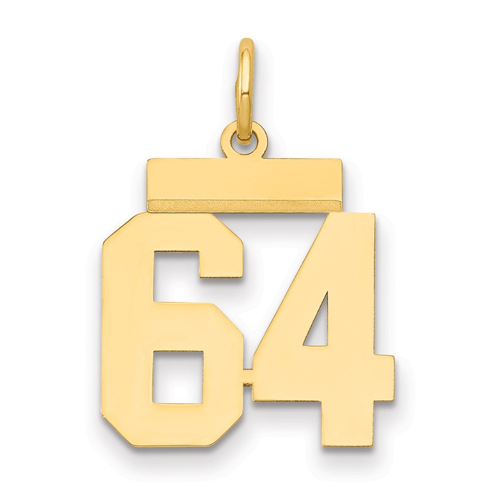 14k Small Polished Number 64 Charm, 0.68 g