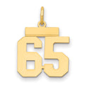 14k Small Polished Number 65 Charm, 0.69 g