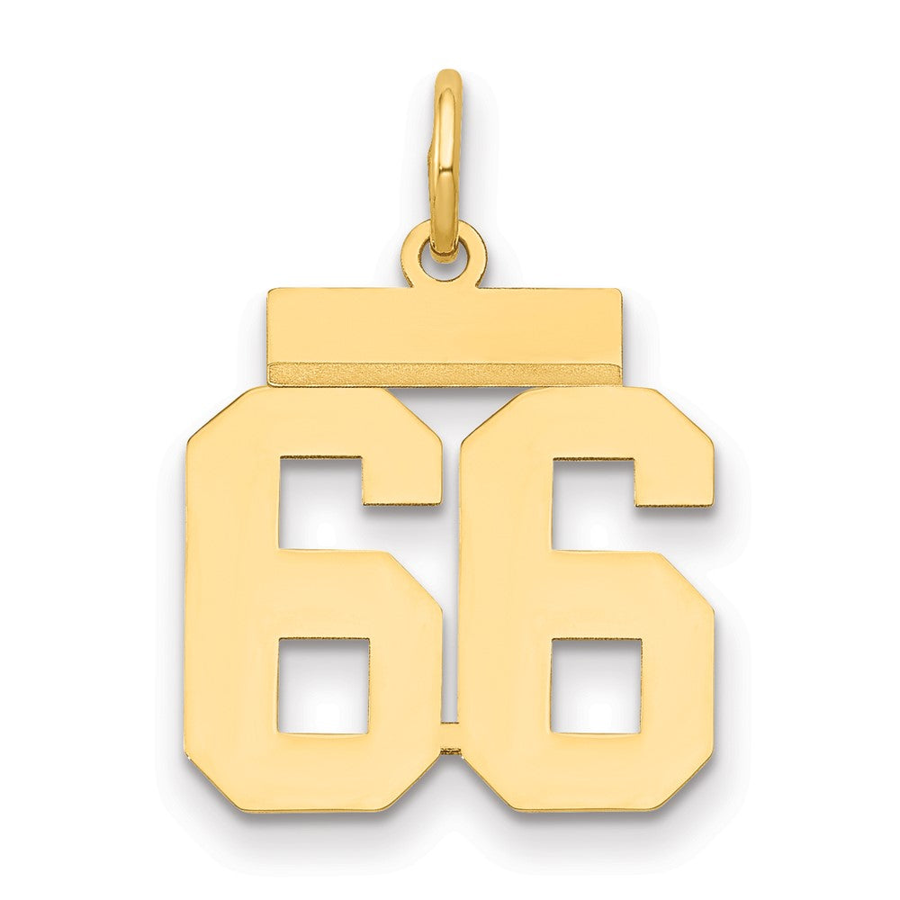 14k Small Polished Number 66 Charm, 0.73 g