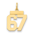 14k Small Polished Number 67 Charm, 1.06 g