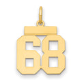 14k Small Polished Number 68 Charm, 1.28 g