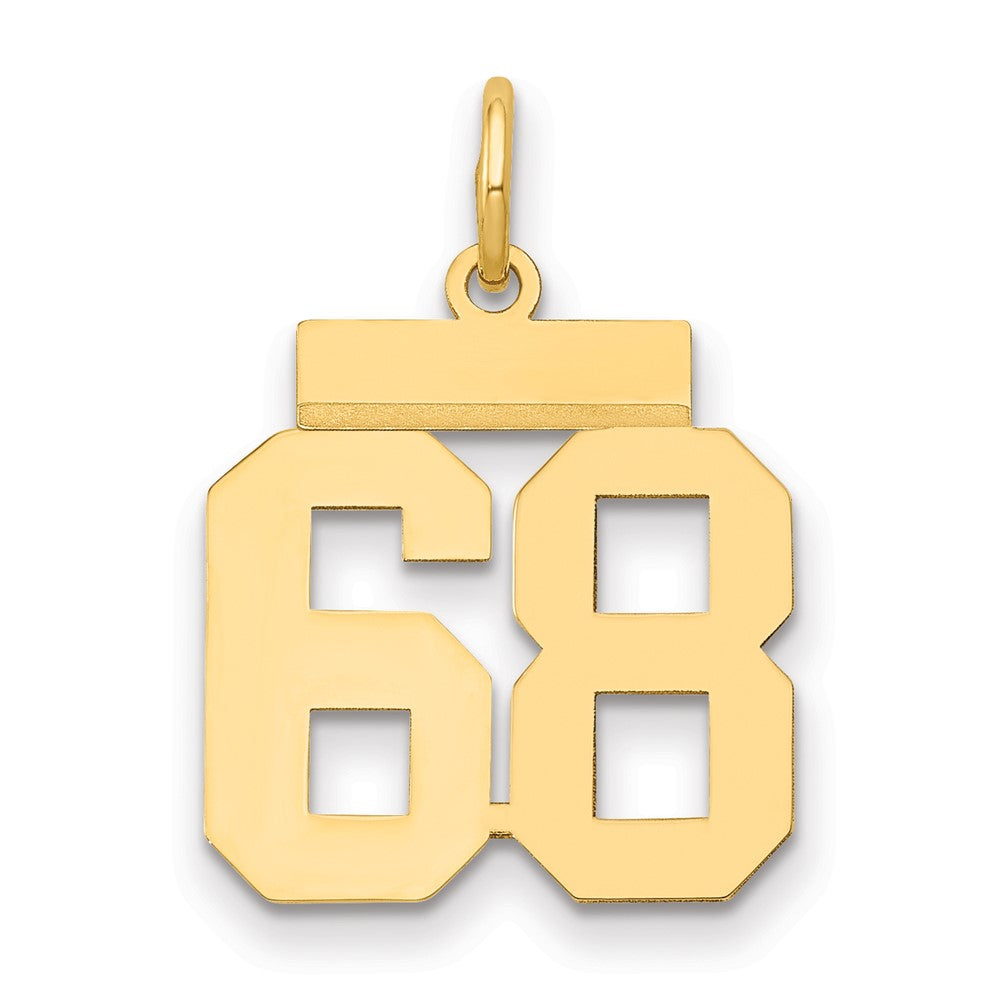 14k Small Polished Number 68 Charm, 1.28 g