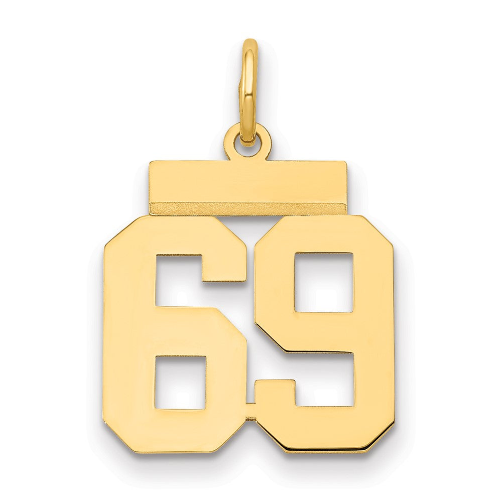 14k Small Polished Number 69 Charm, 1.26 g