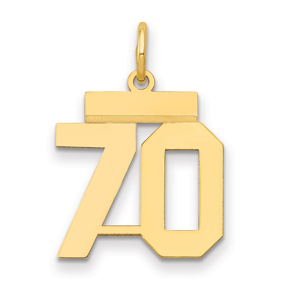 14k Small Polished Number 70 Charm, 1.06 g