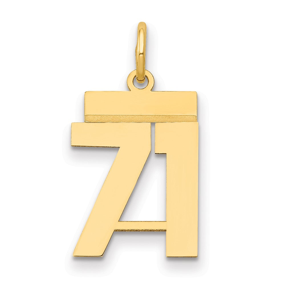 14k Small Polished Number 71 Charm, 0.94 g