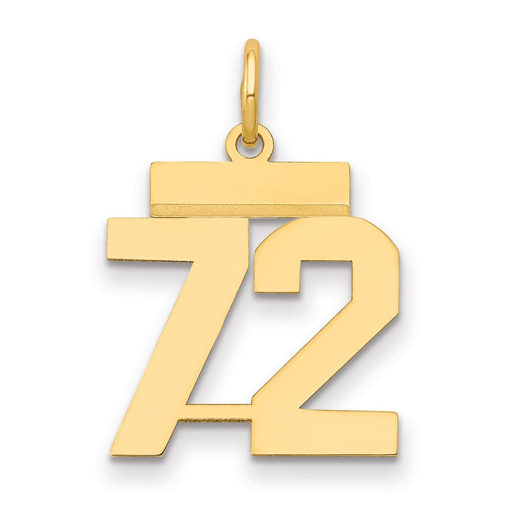 14k Small Polished Number 72 Charm, 1.04 g