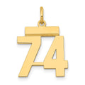 14k Small Polished Number 74 Charm, 1.02 g