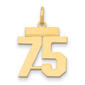 14k Small Polished Number 75 Charm, 1.06 g
