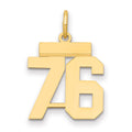 14k Small Polished Number 76 Charm, 1.06 g