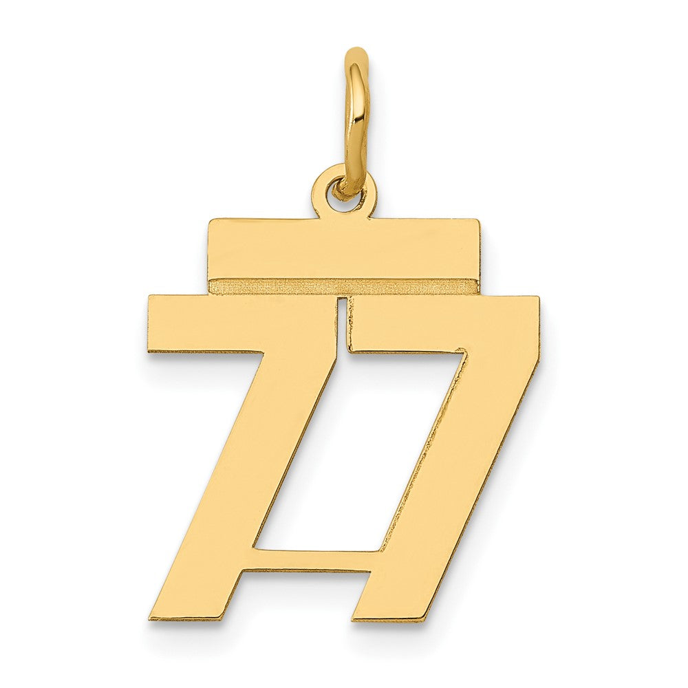 14k Small Polished Number 77 Charm, 0.53 g