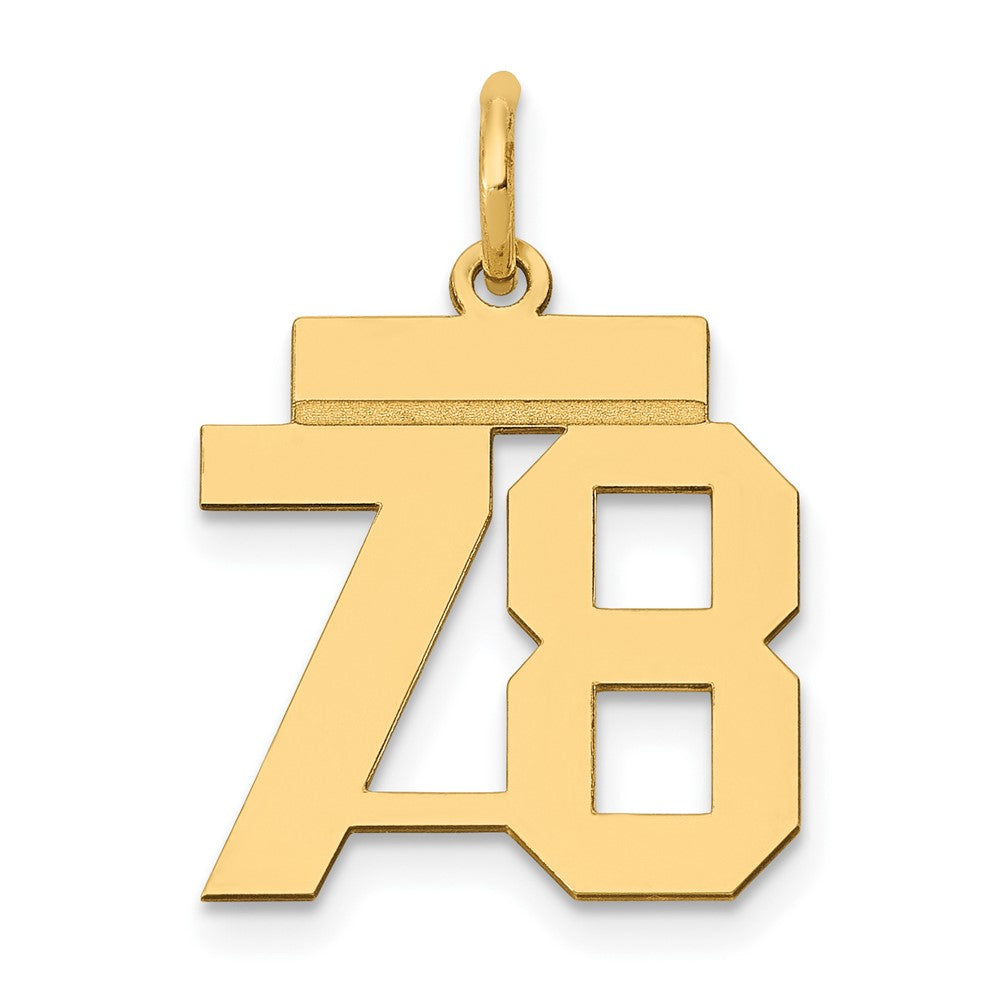 14k Small Polished Number 78 Charm, 0.65 g
