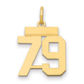 14k Small Polished Number 79 Charm, 1.06 g