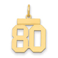 14k Small Polished Number 80 Charm, 0.68 g