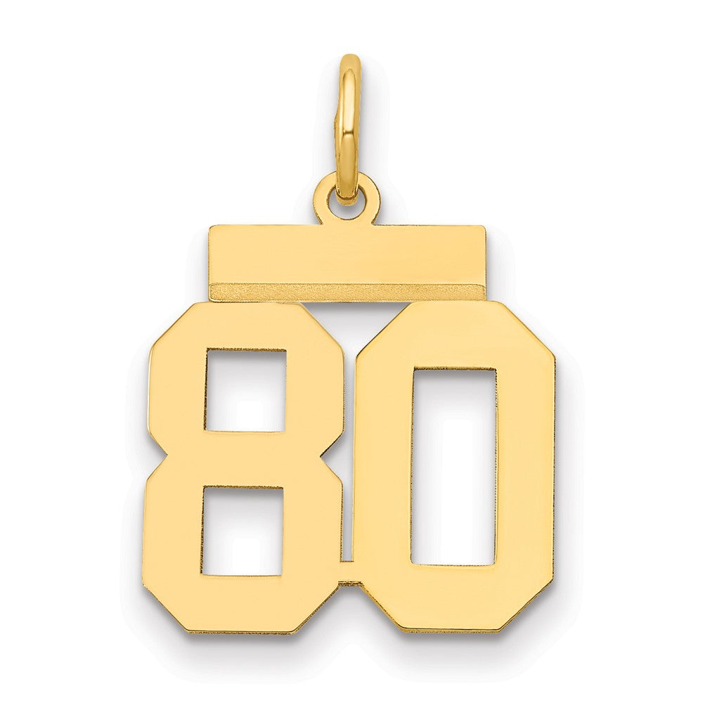 14k Small Polished Number 80 Charm, 0.68 g