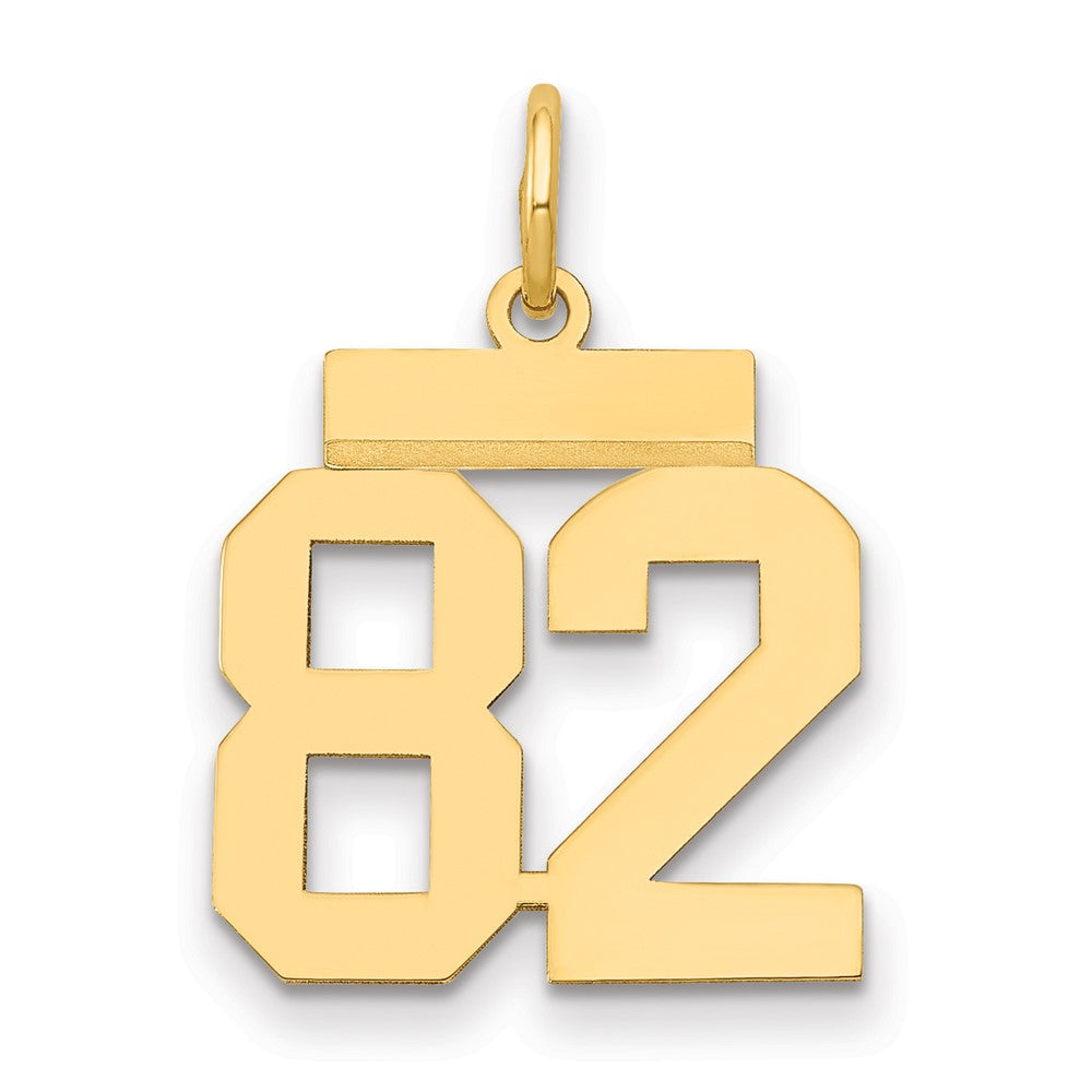 14k Small Polished Number 82 Charm, 1.19 g