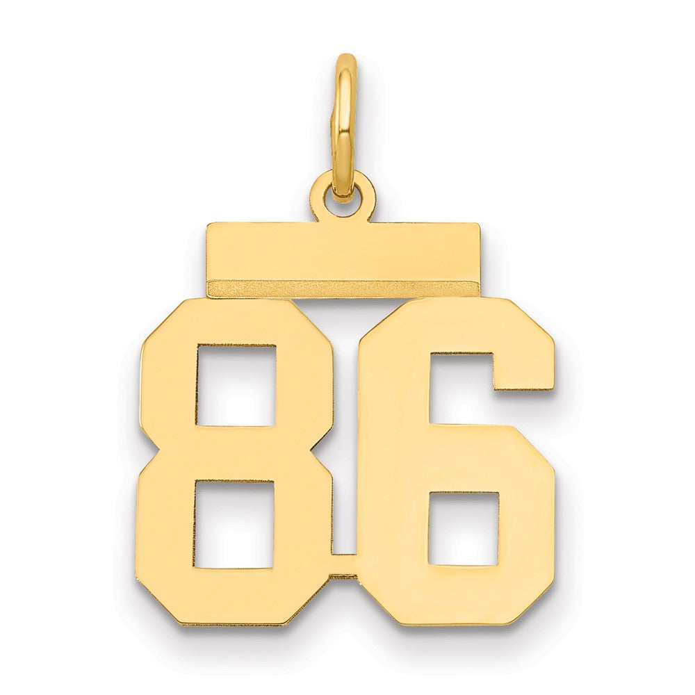 14k Small Polished Number 86 Charm, 1.28 g