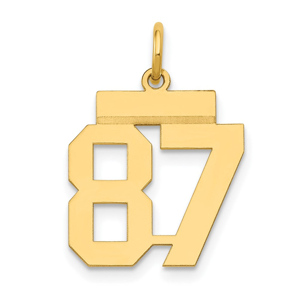 14k Small Polished Number 87 Charm, 0.61 g