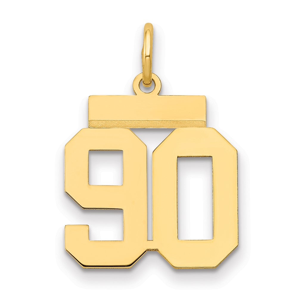14k Small Polished Number 90 Charm, 1.19 g