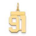14k Small Polished Number 91 Charm, 0.6 g